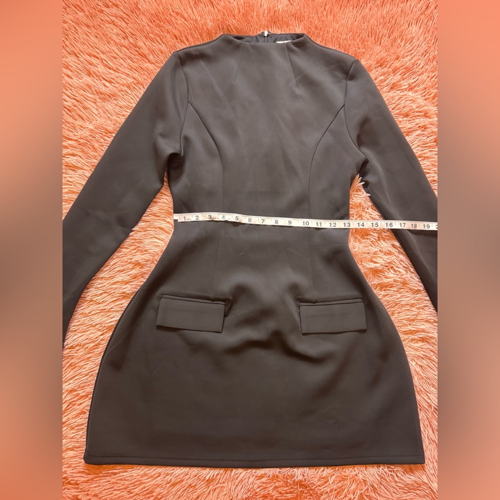 HEIRESS BLACK LONG SLEEVE A LINE POCKET MINI DRESS. SIZE M - Picture 12 of 15
